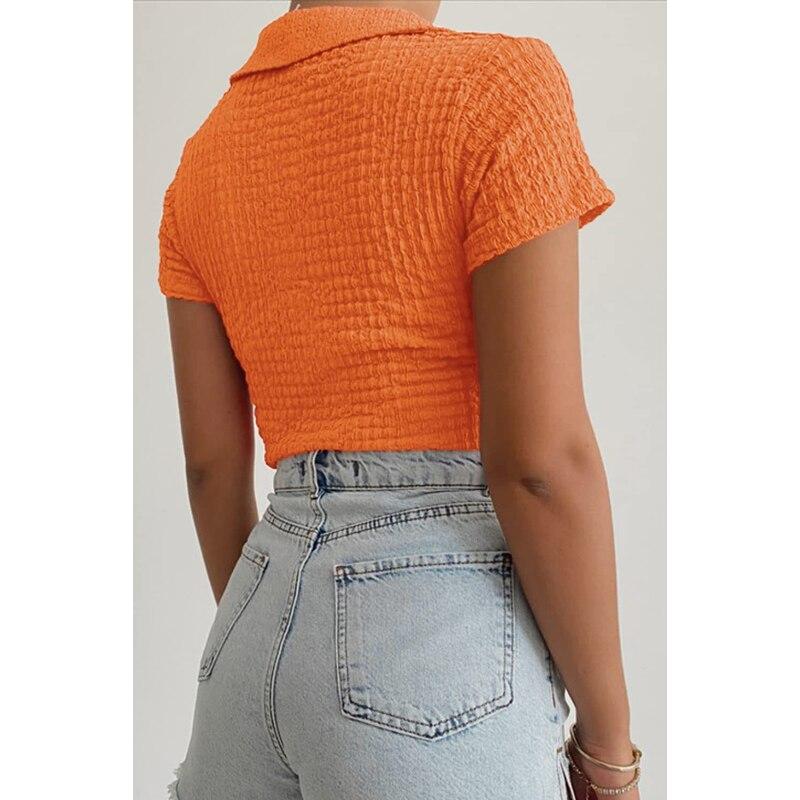 Knopf Kurzarm Slim T-Shirts 2023 Mode Sommer Sexy Crop Top Damen Y2k Streetwear T-Shirt Koreanisch Stilvoll Korsett Blusen 26330