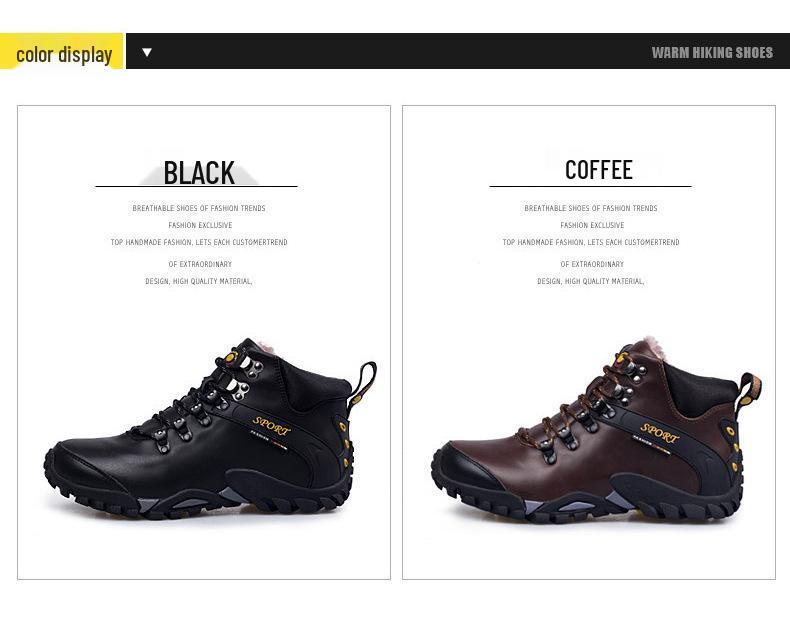 Herren Echtleder High Waist Winterstiefel mit Samtfutter - Warm, Baumwolle, Outdoor Schneeschuhe