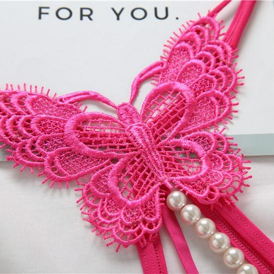 String Pasional Gol cu Margele Brodate pentru Masaj - Chiloți Sexy T cu Talie Joasă