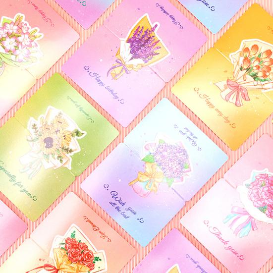 Holiday Blessing Card 10Pcs 3D Bouquet Greeting Card, Thank You Best Wishes Folding Floral Note for Mother's Day Father's