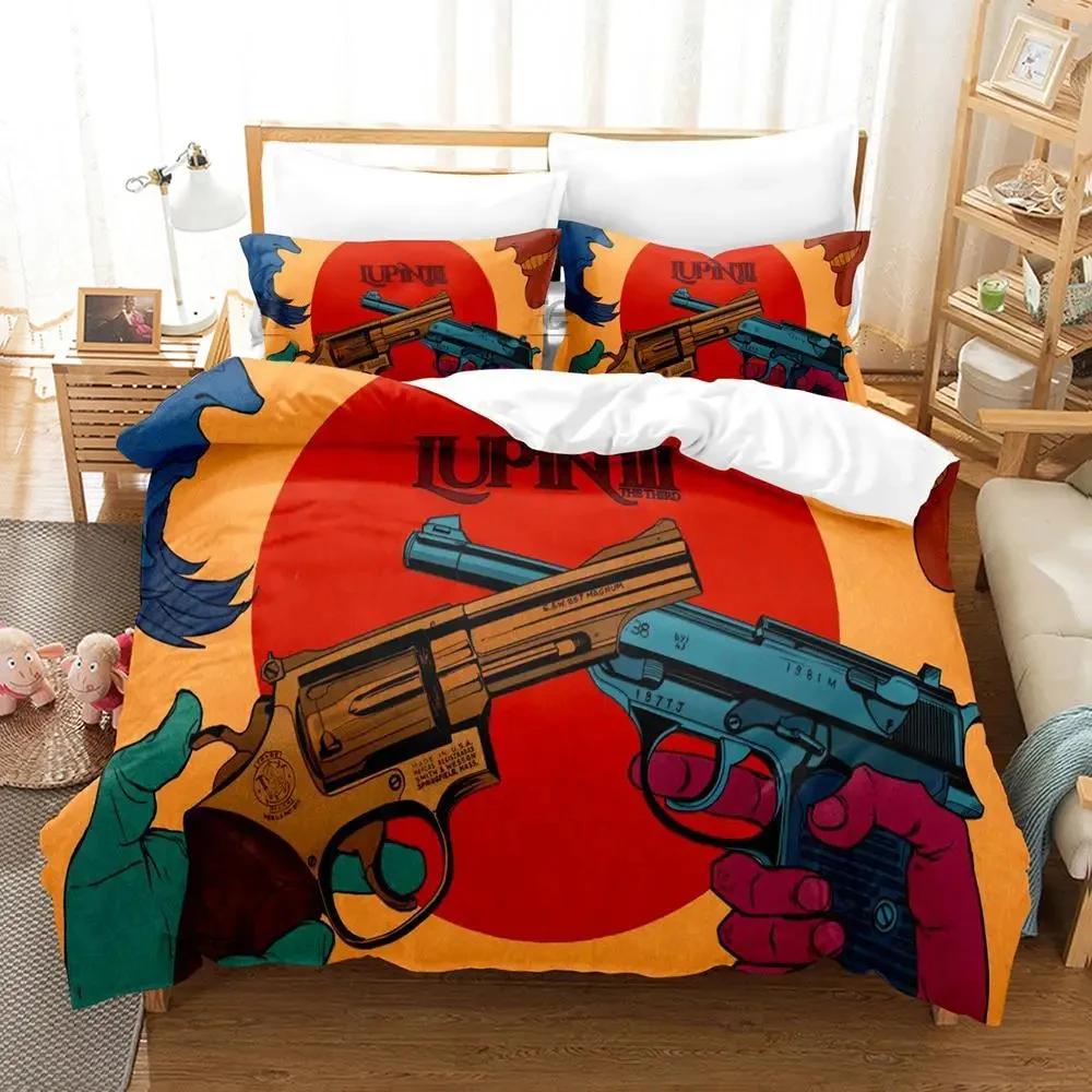 3rd,  Lupin 3D Print Anime Duvet Cover Set Single Double Queen King Size Bedding Set for Boys Duvet Cover Bed Set Quilt Cove