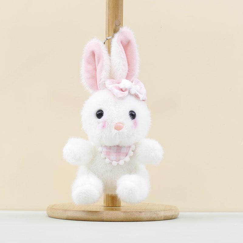 Wearing Rabbit Bow Plush Pendant Cartoon Toy Doll Bag Keychain Pp Cotton Filling