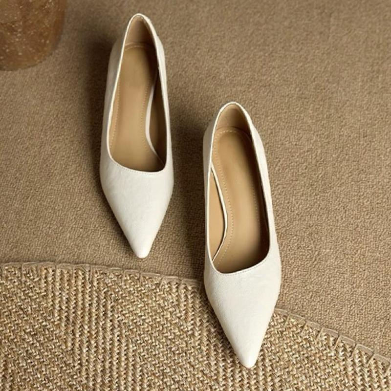 Spitze Zehen Damen Mittelhohe Absätze Schuhe Flache Sexy Schuhe Kleid Luxus Damen Pumps 2025 Herbst Designer Elegant Damen Schuhe