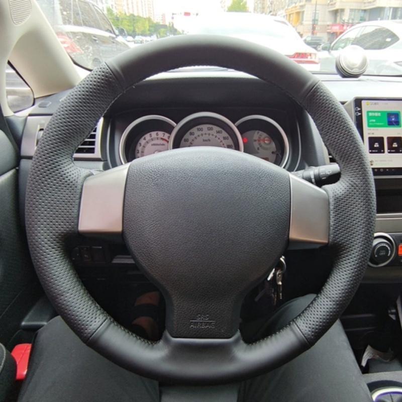 Capa de Volante Costurada à Mão Antiderrapante Couro Para Nissan Tiida 2004-2010 Versa 2007-2011 Sylphy 2006-2011