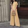 Women Short Sleeve Blouse and Long Pants Casual Two Piece Suit Sets