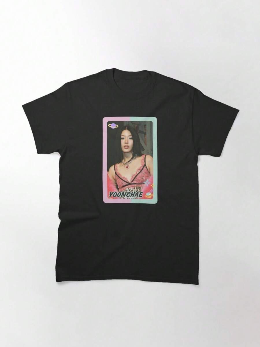 Photocard Poka Yoonchae Pink Dress Special Classic TShirt 100 Breathable Round Neck Casual Short S