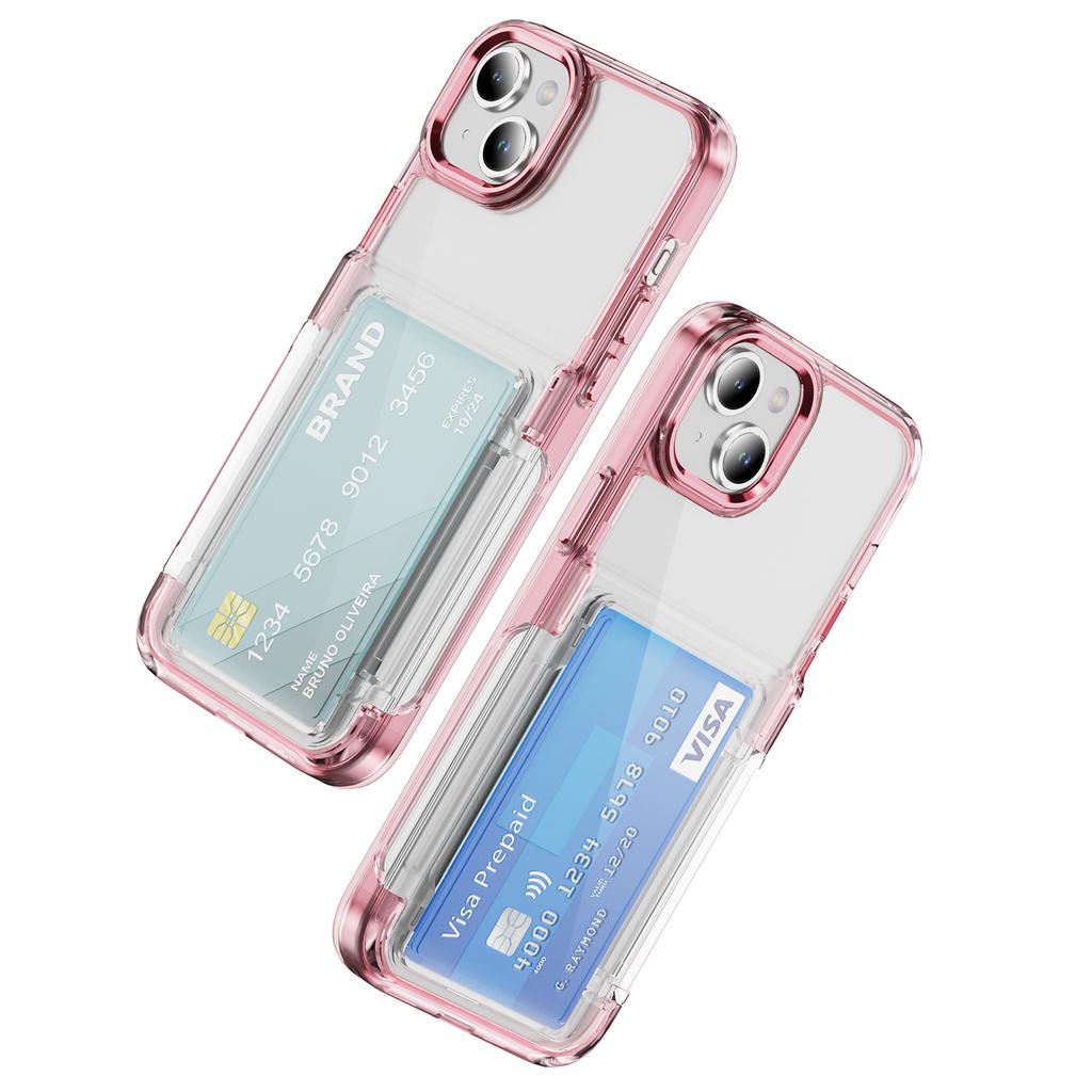 For iPhone 13/14 Case TPU + Acrylic Phone Cover with Card Holder Kickstand