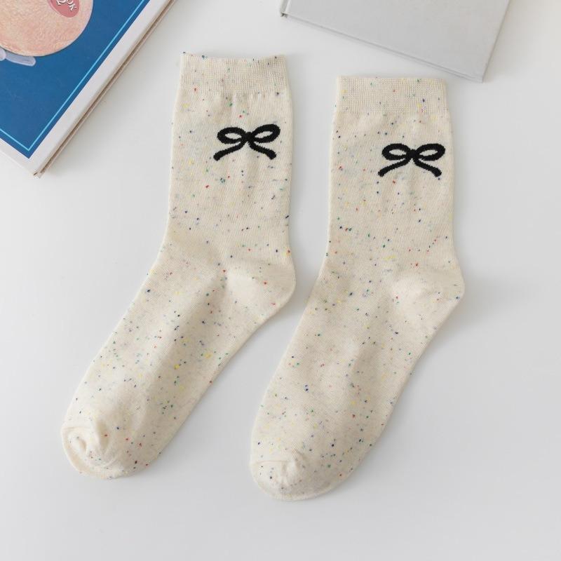 5 Paar Damen Baumwolle Mid-Calf Socken Cartoon Niedlich Preppy Stil Schweißabsorbierend Sommersocken für Damen