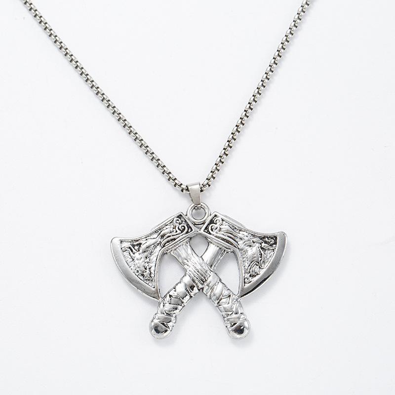 Nordic Viking Rune Axe Men's Stainless Steel Pendant Necklace