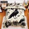 Halloween Duvet Cover Set Without Core Quilt Cover With 2 PillowcasesSoft And Machine Washable Gothic Skulls Crows Bedding