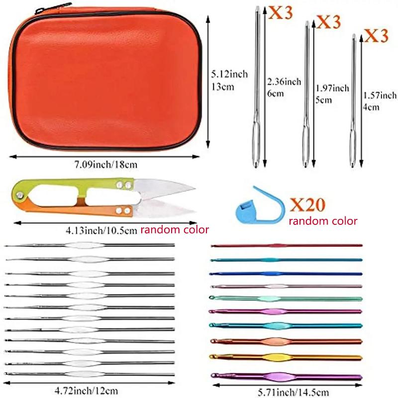 BUDDUR 54PCS Crochet Knitting Needles Kit With Stitch Markers And Storage Bag For Fabric Weaving DIY Handcraft Accessories Set