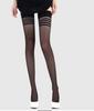 Women Sexy Stockings Lingerie Striped Black White Skin Over The Knee Pantyhose Summer Ultra-Thin Mesh Transparent Silk Stockings