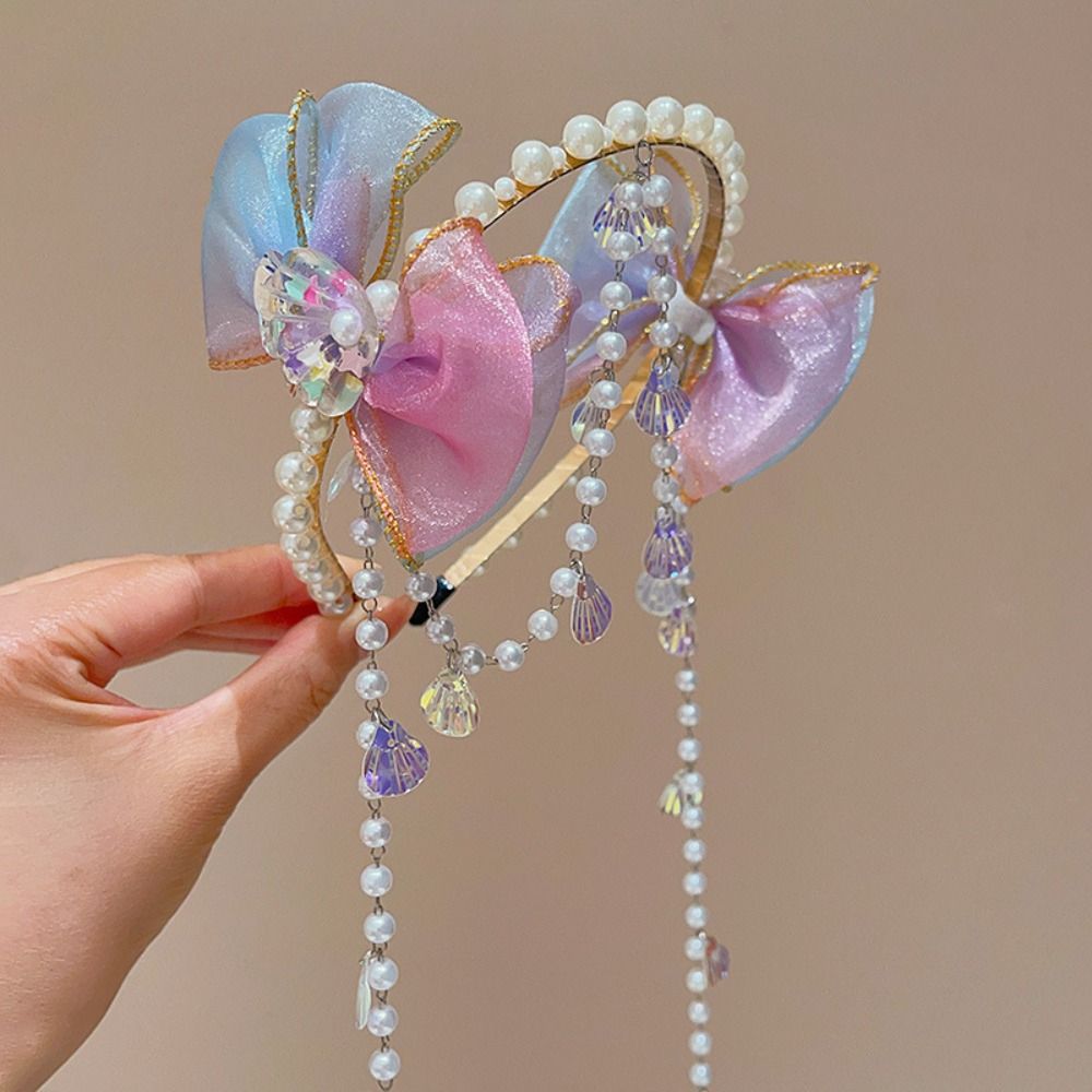 Elastic Faux Pearl Headband Exquisite Princess Hair Hoop Mermaid Hair Chain  Princess Theme