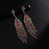 Personalized Jewelry Tassel Shiny Colorful Earrings Women's Long Slimming Drop Earrings
