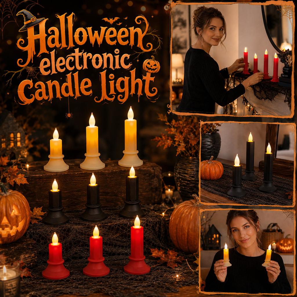 12-Pack Halloween LED Flameless Candles with Realistic Flame Effect for Party Decor
