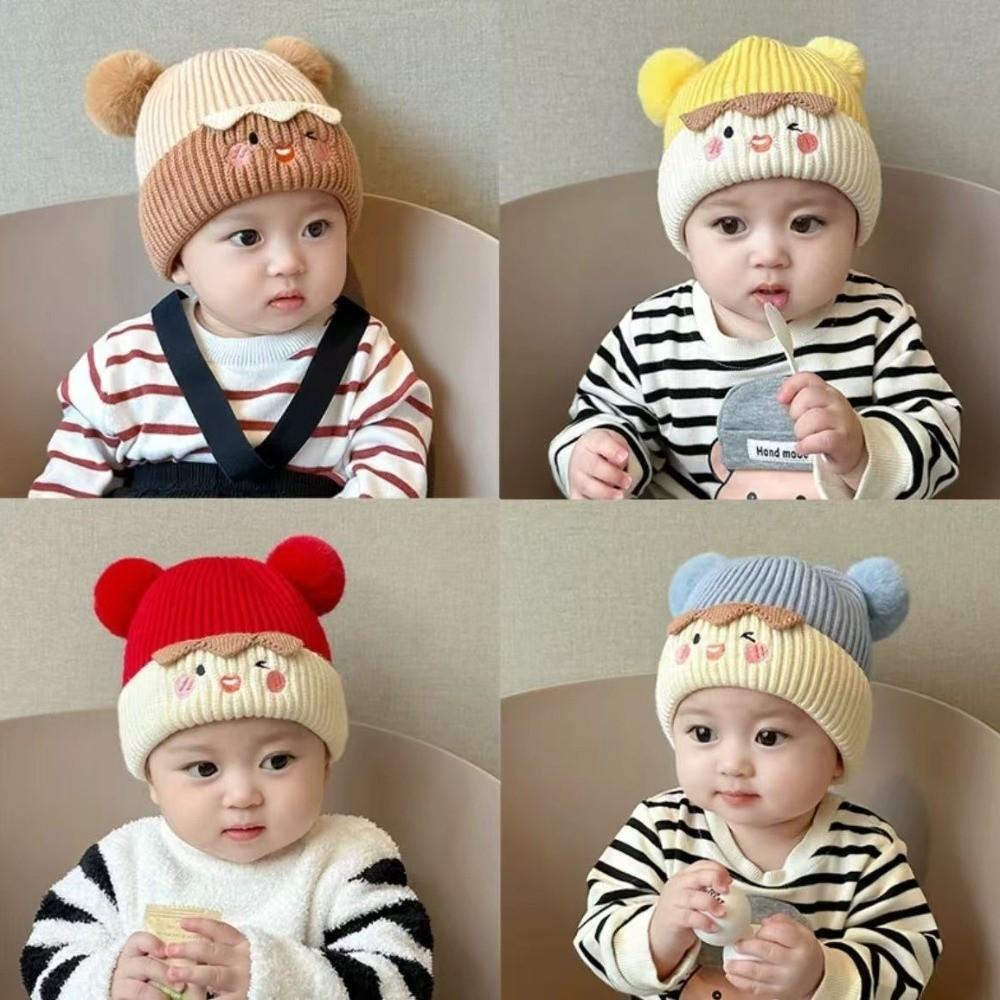 Windproof Baby Knitted Hat Thickened Warm Hat Soft Pom Pom Beanie Winter