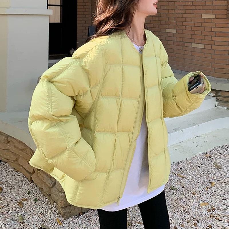 Women's Korean Style Short Tofu Block Down Jacket - Warm, High-End Winter Petite Puffer