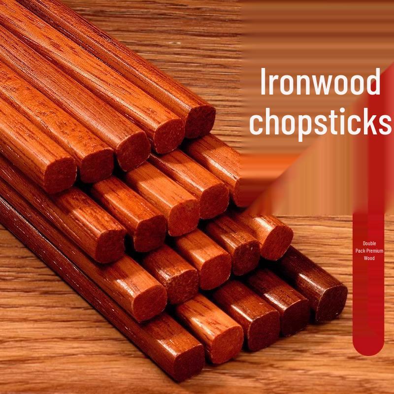Natural Red Sandalwood Chopsticks: Unlacquered, Unwaxed, Anti-Mildew, Anti-Slip, Solid Wood for Kitchen Use.
