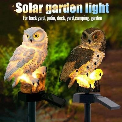 Luz LED de resina de búho solar Luz de inserción de piso de jardín al aire libre Luz de calle de camino de jardín Luz de ambiente decorativa para el día de Navidad