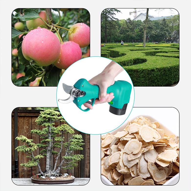21V Cordless Pruner Electric Pruning Shear Trimmer Cutter Efficient Fruit Tree Bonsai Garden Scissors with Lithium-ion Battery