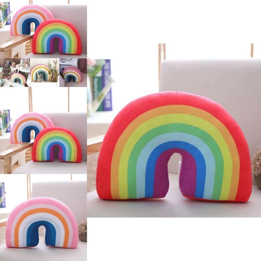 Multicolour Rainbow Plush Pillow Cushion Ideal For Relaxation And Decoration