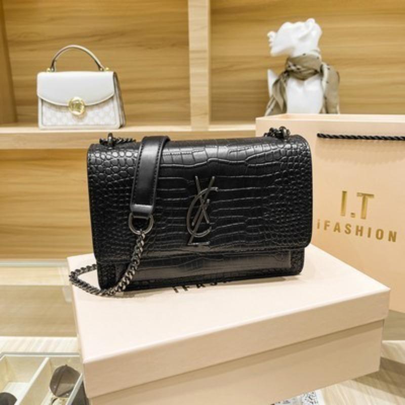 Leather Poplar Forest Small Square Bag, High-end Crocodile Pattern Soft Oblique Straddle Bag, Women's Versatile Shoulder Bag, Commuter Women's Bag