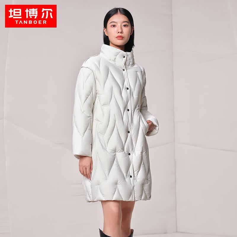 Tanboer Women s Mid-Length Loose Fit Stand Collar Down Jacket TB233626 165/88A