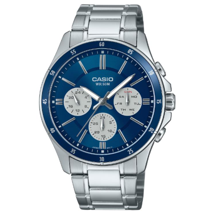 CASIO Quartz Movement Stainless Steel Strap Watch Unisex Blue Dial MTP-1374D-2A3V Blue Dial