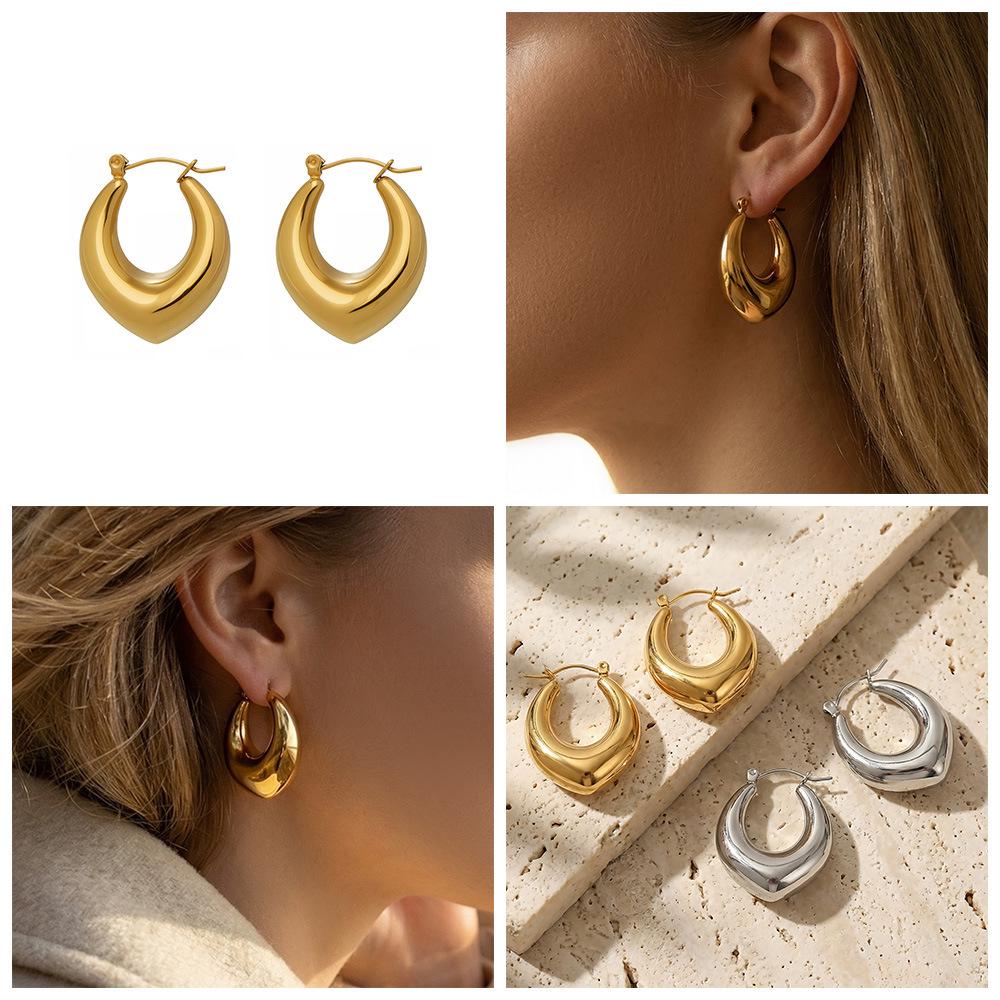 Französische Marke Mode Nische 18K Goldbeschichteter Edelstahl U-förmige Ohrringe - Vielseitiges grenzüberschreitendes Design