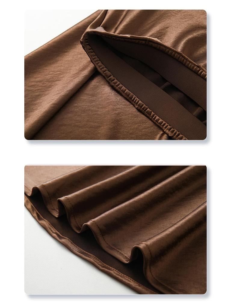 White Acetate Satin Fishtail Skirt - Women's Slimming Summer 2025 Bodycon Half Skirt