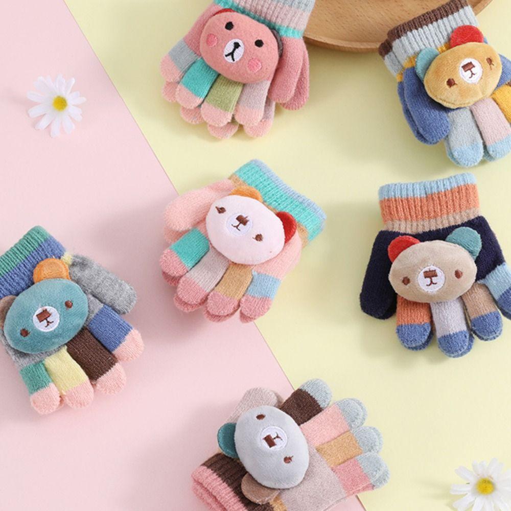 Thicken Knitted Wool Mittens Wool Hand Gloves Unisex Winter Children Gloves Outdoors