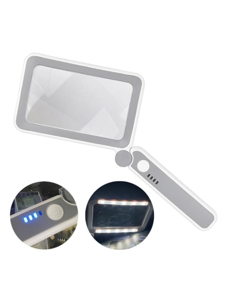 Magnifying Glass with Light, 4Times Handhelds Large Magnifying Glass 10 LED Illuminated Light Magnifier for Reading