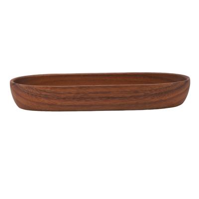 Wooden Salad Bowl Multipurpose Large Capacity Wooden Boat Shaped Bowl for Food Bread Fruits Snack