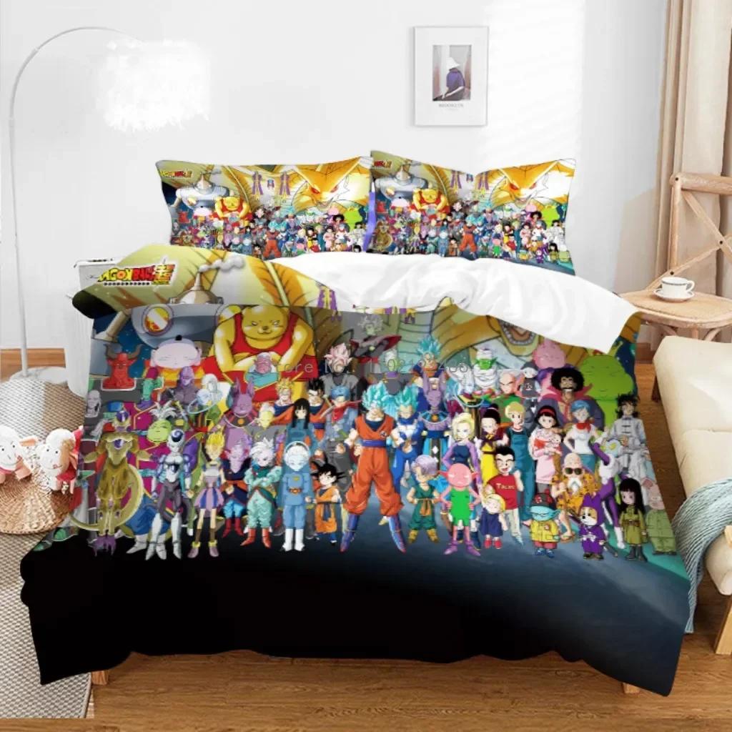 Son Goku Duvet Cover Set Boys' Dragon Ball Anime Cartoon Print Quilt Cover Bedding Suits For Adult Kids Friend G