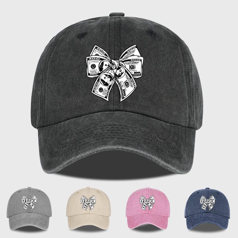 MLFO Dollar Bow Washed Baseball Cap Moneyinspired fashion stateUnisext Daily commuting Fashion enthusiasts Holiday gift