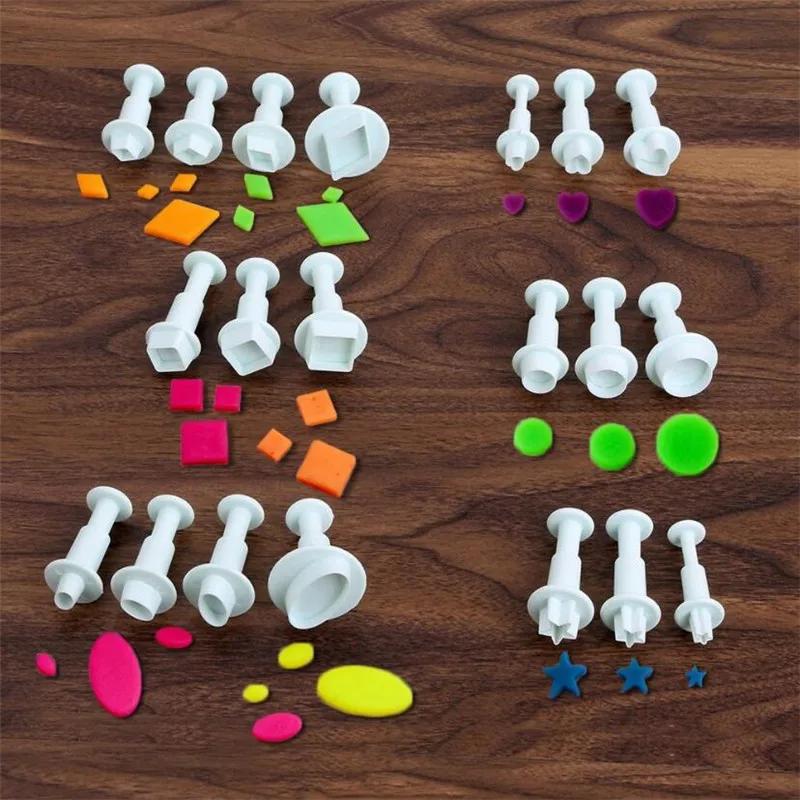 Round Flower Sugarcraft Fondant Cutter Plastic Heart Cake Mold DIY Fondant Cake Decorating Tools Plunger Paste Sugar Craft Die