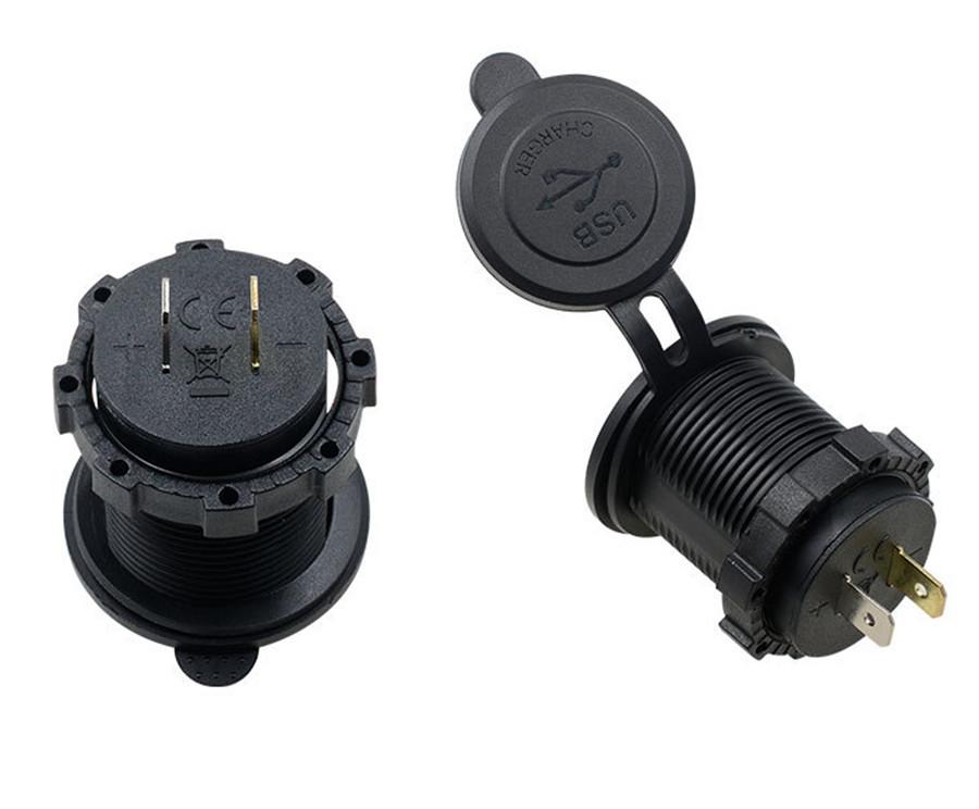 12V-24V Car Cigarette Lighter Socket Dual QC3.0 Charge USB Blue Light Waterproof