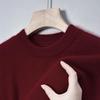 Men's Casual Solid Color Knit Wool Sweater - Fall/Winter Warm Base Layer, Round Neck
