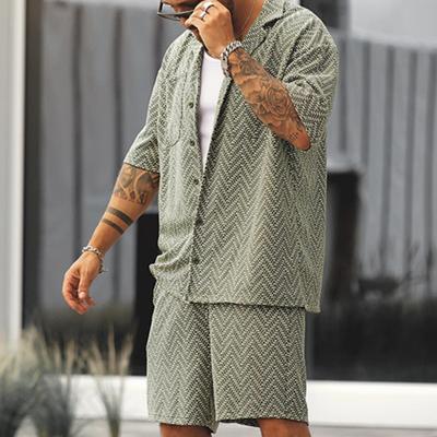 Men Summer Shorts Set Two Piece Suits Beach Lapel Shirts and Shorts Men's Outfits Casual Sports Clothes Tracksuit Streetwear