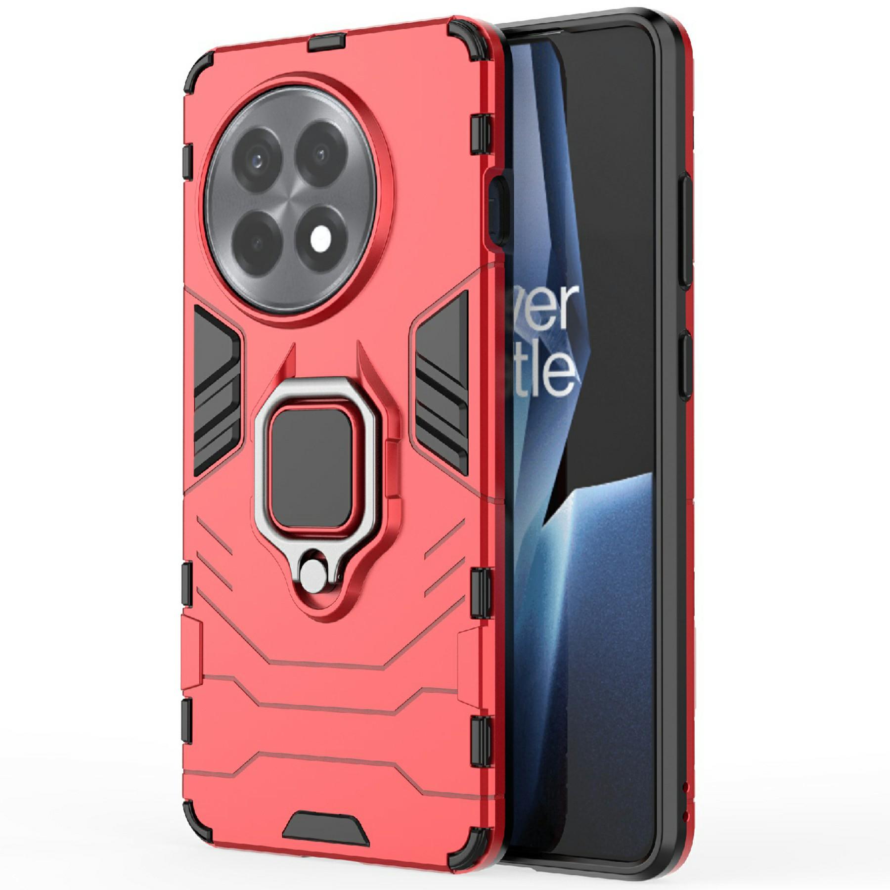 

For OnePlus 13R 5G/Ace 5 5G/5 Pro 5G Case PC+TPU Protective Phone Cover with Ring Kickstand Red