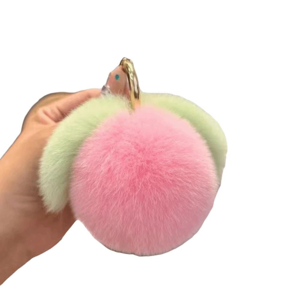 Fluffy Plush Peach Keychain Pink Peach Fruit Keychain Fruit Theme Bag Pendant  Children Gits Style 2