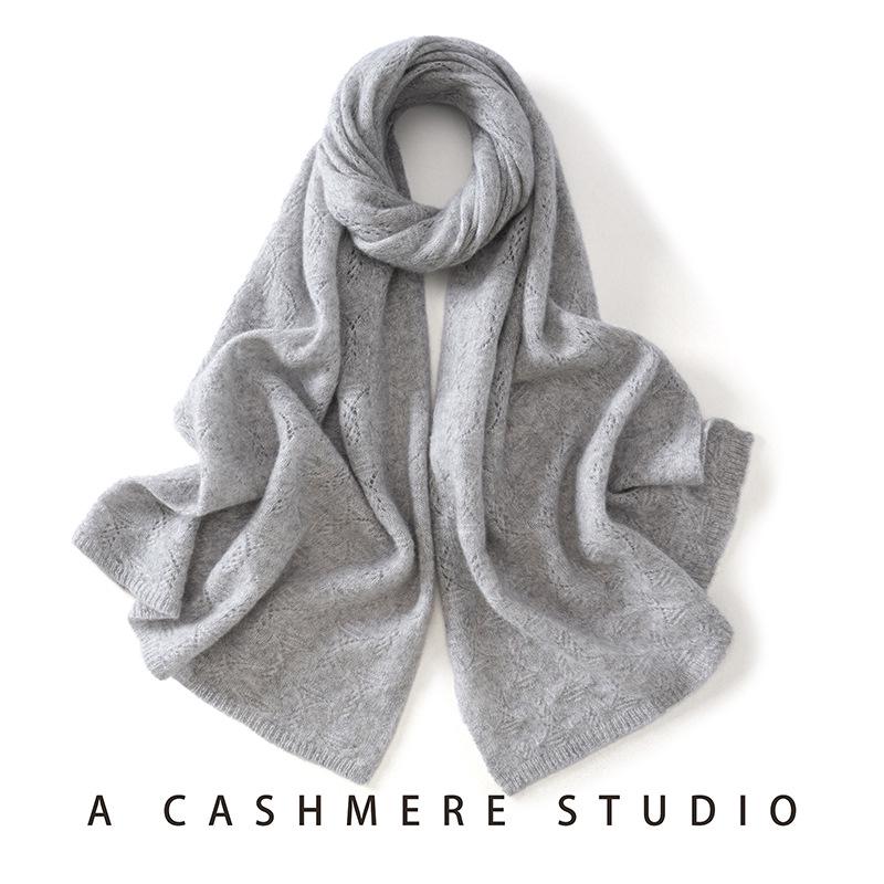 Women's 100% Pure Cashmere Scarf: Versatile, Warm, and Simple Solid Color for Autumn/Winter Neck Protection.