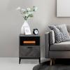 Bedside Table with Drawer and Shelf, Side End Table with Steel Legs for Living Room, Bedroom, Dark Grey