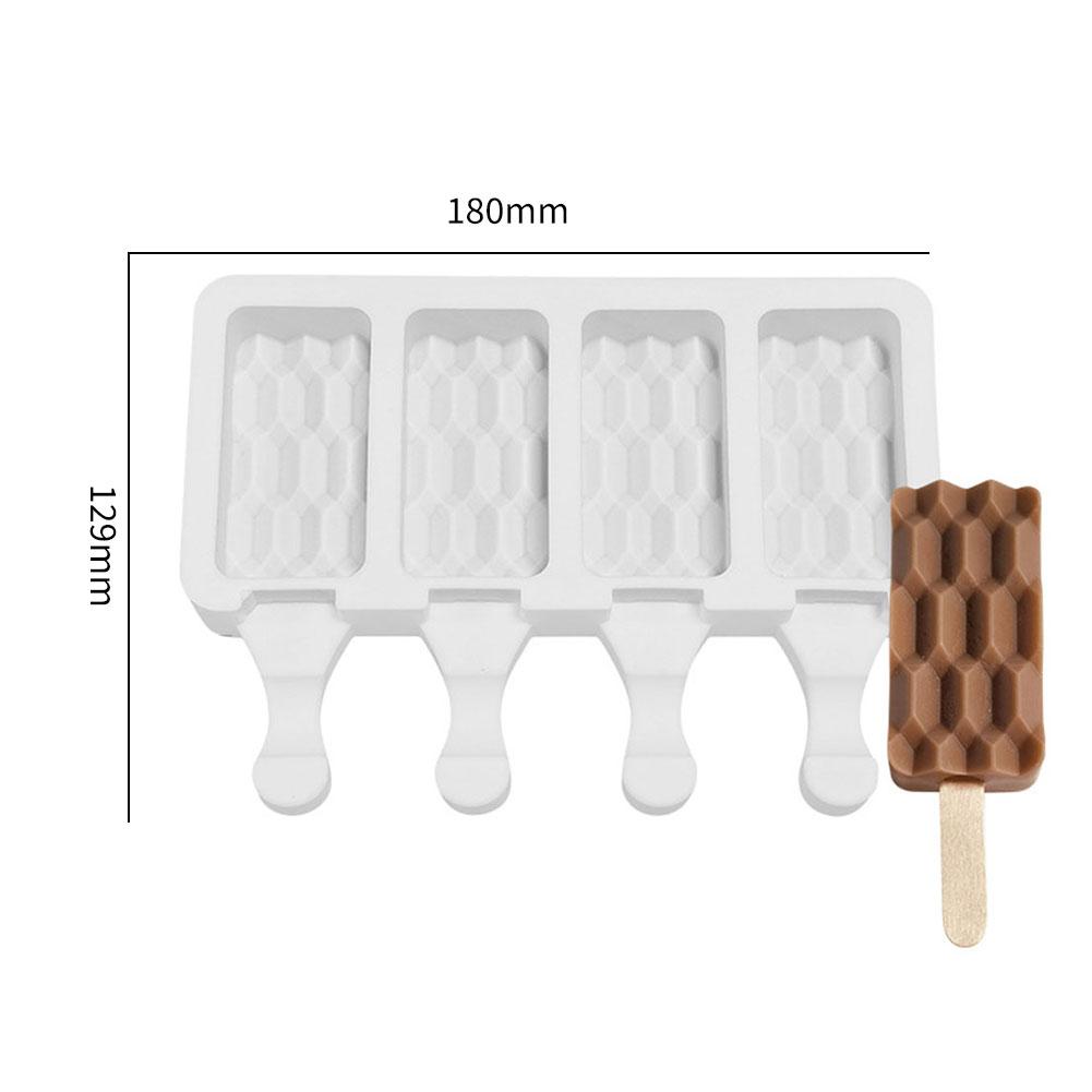Silicone Ice Cream Mold 4 Holes Popsicle Cube Maker Mould Chocolate Tray Kitchen Gadgets Dining Bar Home Tools