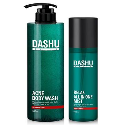 Daily Acne Relax Scrub Body Wash 513ml + All-in-one Mist 200ml, 1 Set