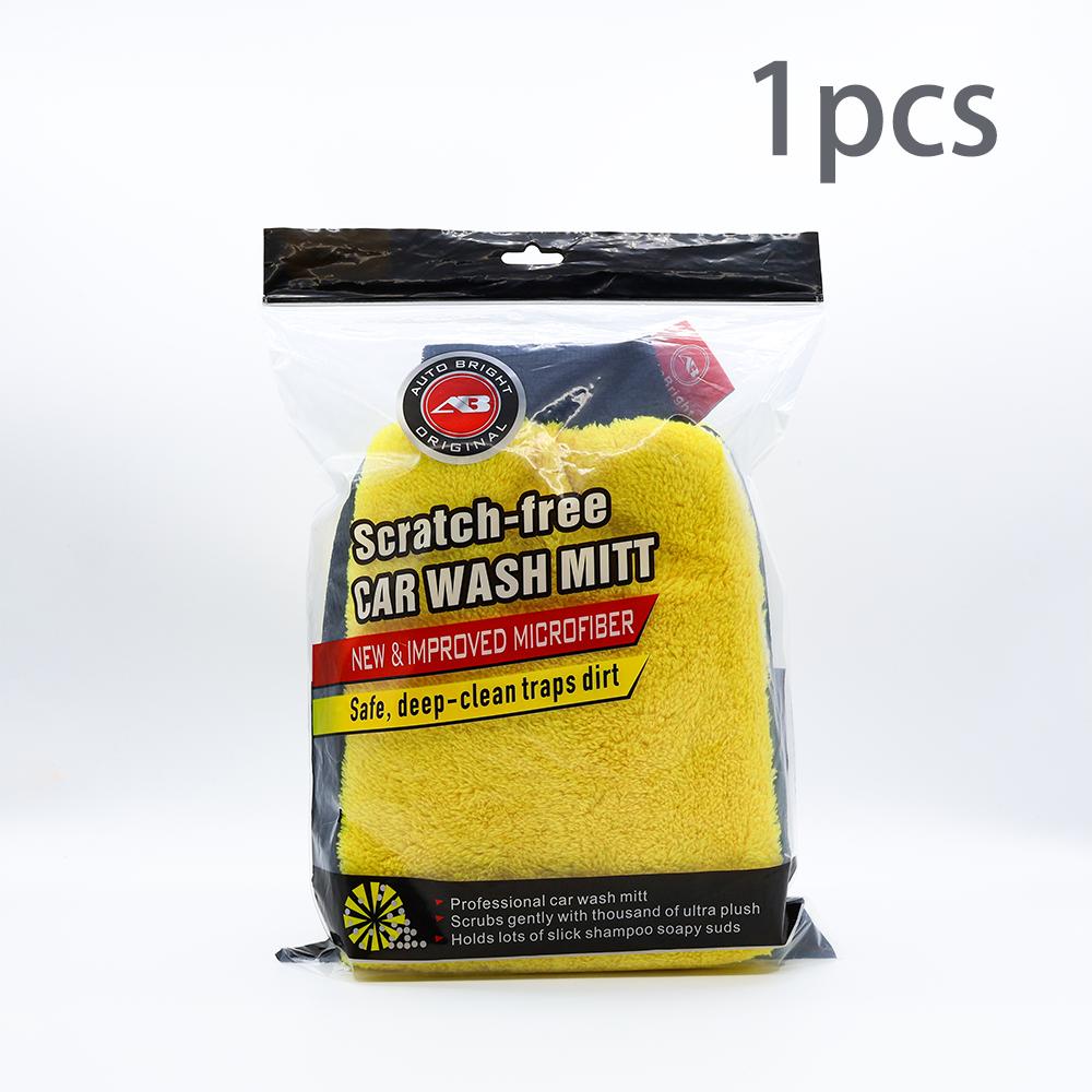 

AUTOBRIGHT Большие желтые двухсторонние перчатки для мытья автомобиля из микрофибры, не царапающие, водонепроницаемые, с высокой впитывающей способностью, перчатки для чистки автомобиля High quality
