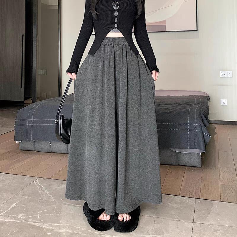 Women's Autumn Winter Clothes High Waist Wide Leg Pants Knit Long Dresss Skirts Pants For Women Trousers Streetwear