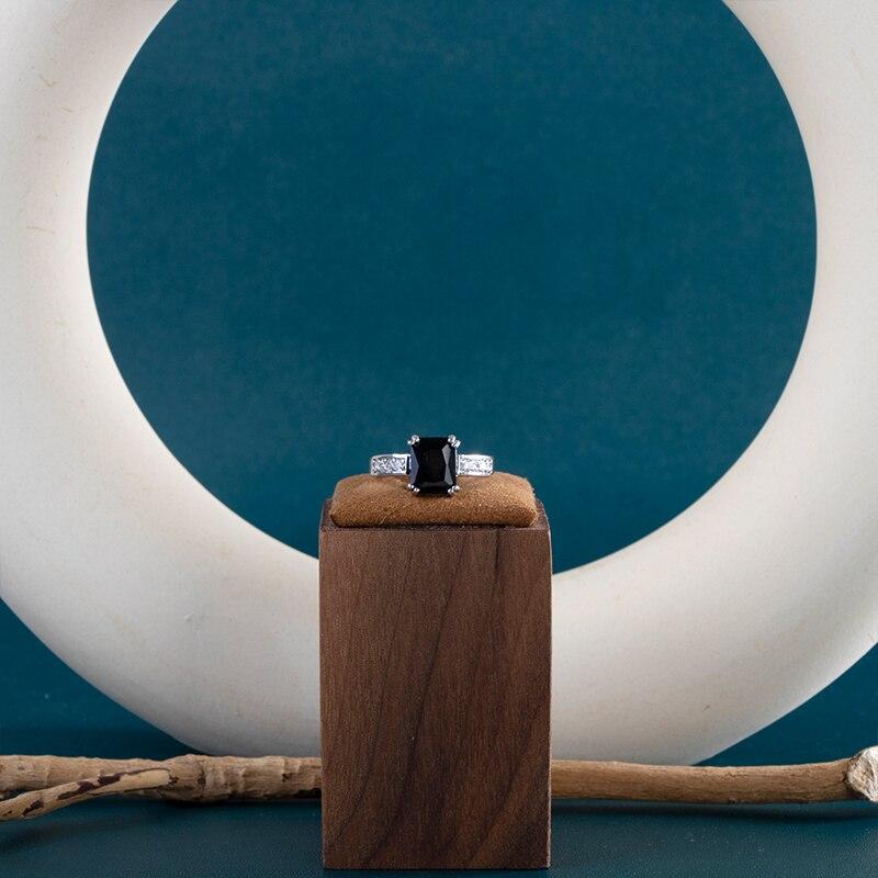 BELLA BOX Fashion Square Sapphire Ring For Women Simple Minimalist Pinky Accessories Ring Band Elegant Engagement Jewelry Rings