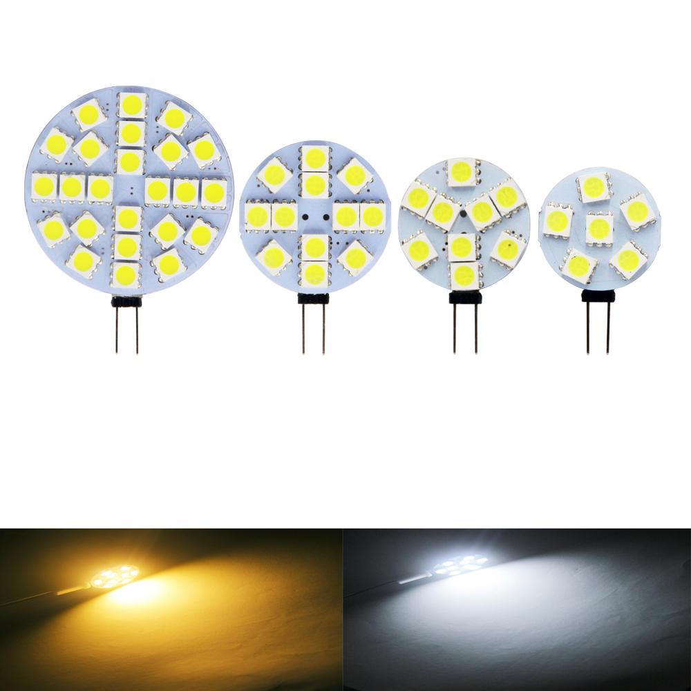 5PCS Mini G4 LED Bulbs DC 12V 5050 SMD 1.2W 2.4W 5W 120 Degree bi-pin Cold Warm White Halogen Replacement Lamp