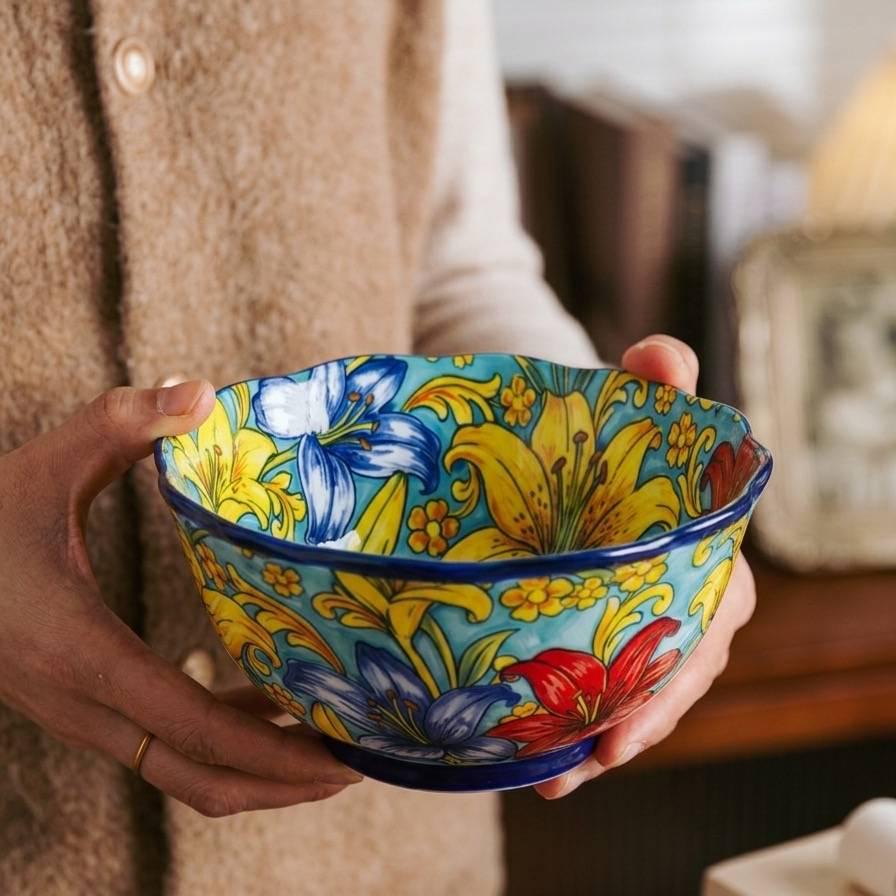 Lilienblume 5-Zoll Spitze Reisschüssel Set of 4 - Hochwertiges Keramikgeschirr